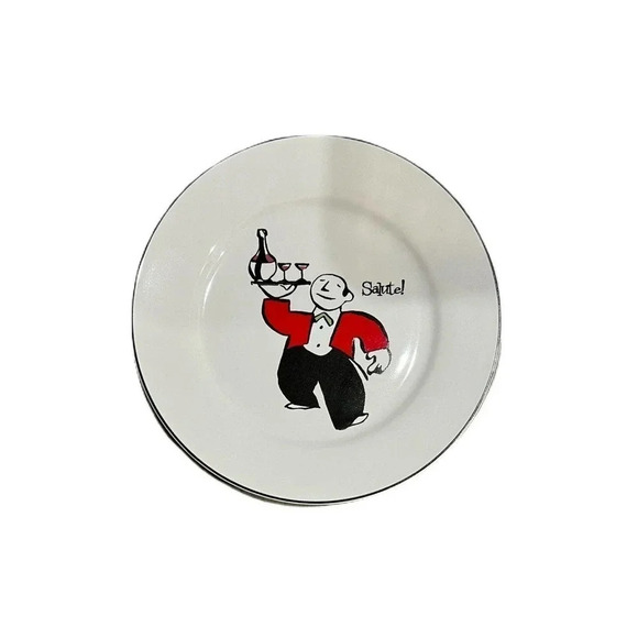 SET (4) Rosanna Italian Waiter Salad Plates Appetizer Salute Cheers 8” Sante - Picture 3 of 7